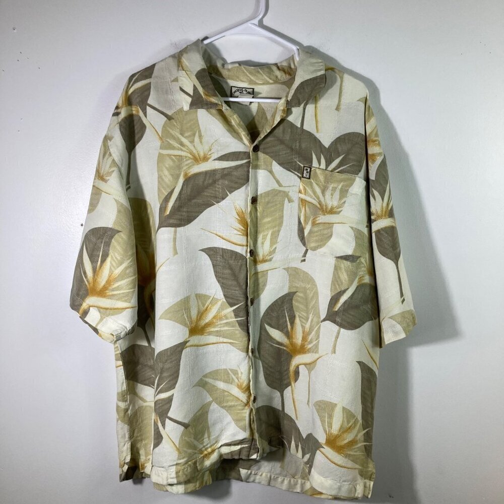 Mens Original Island Sport Hawaiian Short Sleeve Button Linen Blend Shirt 2XL‎